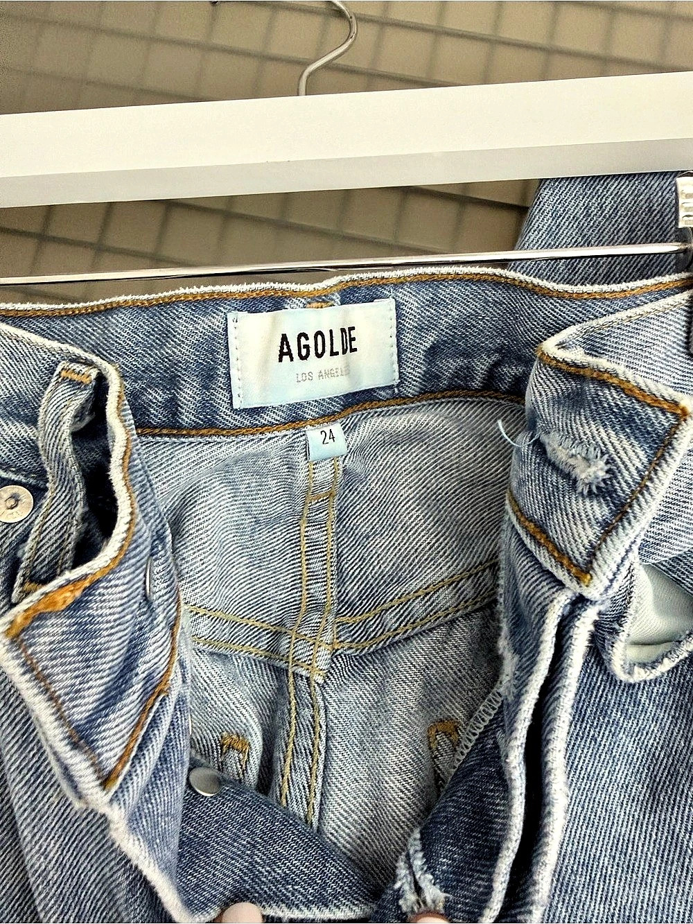 AGOLDE High Rise Boyfriend Jeans Blue Waist 24 - Picture 4 of 4